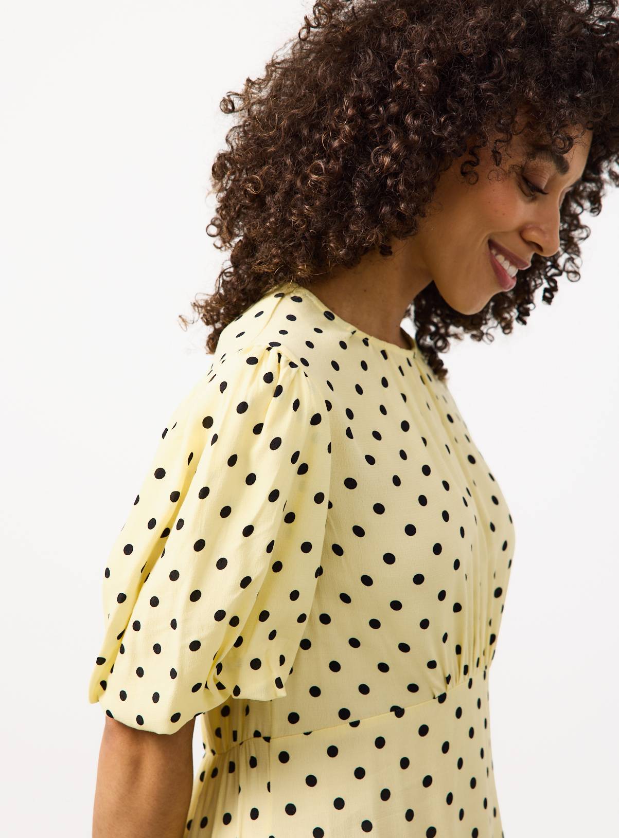 Light Yellow Polka Dot Print Midaxi Dress 18 - Image 3